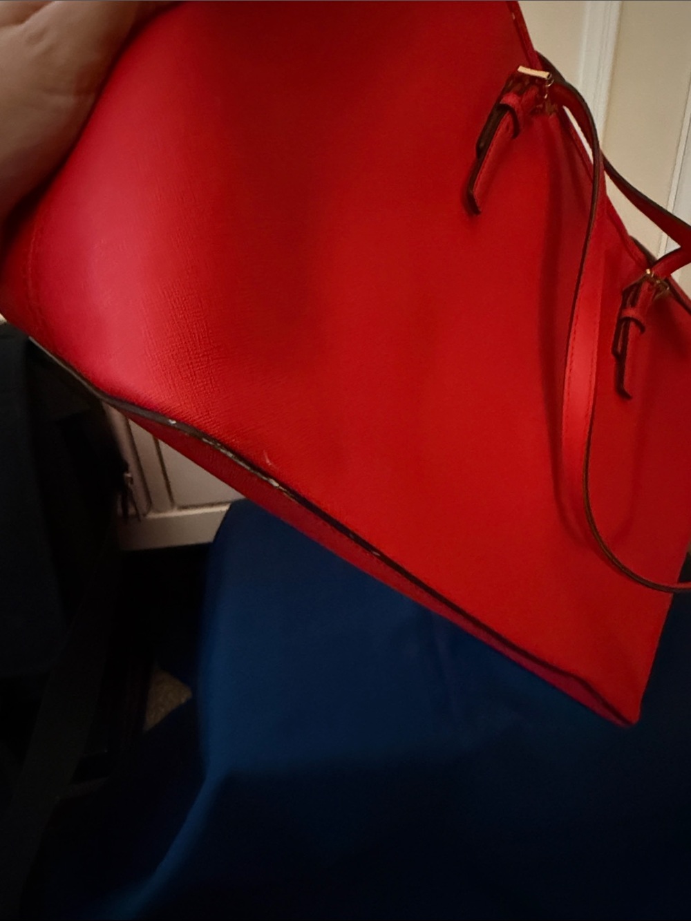 Michael Kors Bright Red Saffiano Leather Tote with Logo Charm - Picture 8 of 15